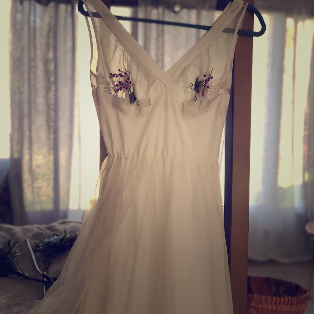 White vintage 40s under gown . Peekaboo style